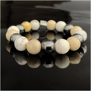 Fossil Coral & Hematite & Howlite Bracelet Italian Luxury Bracelets