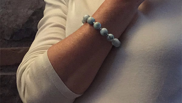 Handcrafted Larimar bracelet 12mm + Silver - Image 7