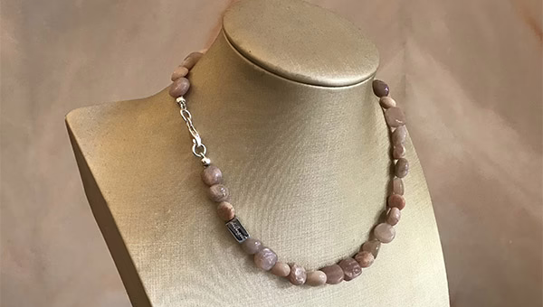 Sunstone necklace handmade in Rome 42 cm / 16.8"