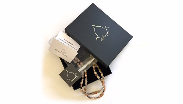 Sunstone + Small Hematite Necklace handmade in Rome 165 cm / 66" - Image 6