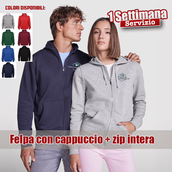 Felpa da Uomo + cappuccio + zip