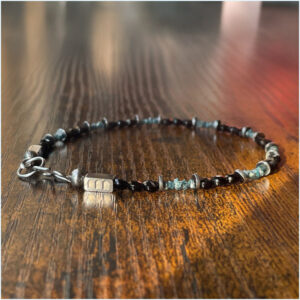 Raw Blue Diamond & Black Onyx Bracelet Italian Luxury Bracelets