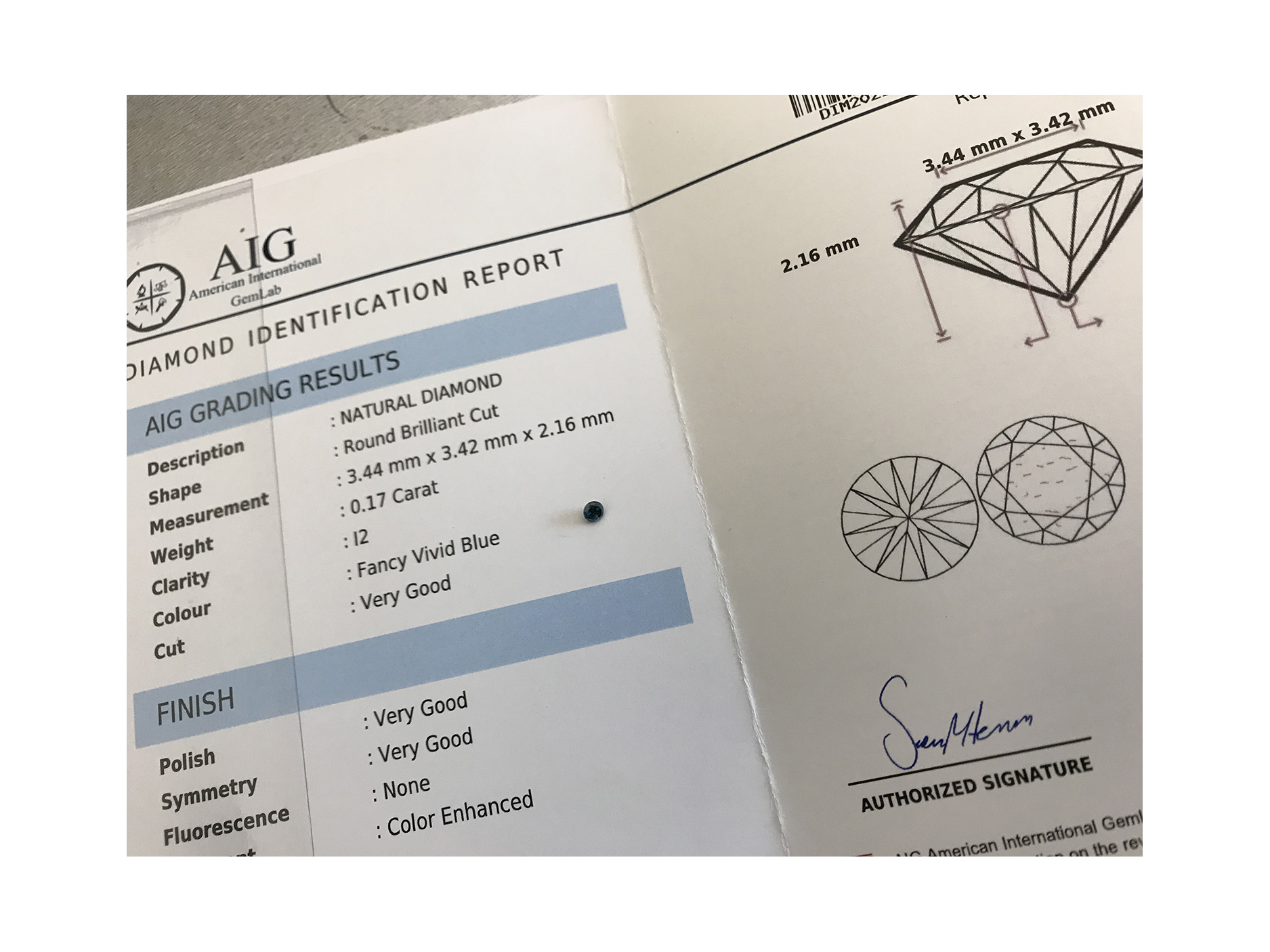 0.17 Cts Sparkling Rare Blue Color Natural Diamond + AIG Certificate - Image 4